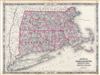 1864 Johnson Map of Massachusetts, Connecticut anf Rhode Island