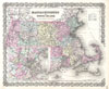 1855 Colton Map of Massachusetts and Rhode Island