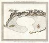1750 Bellin Map and View of Mauritius