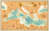 1965 Blondel La Rougery Pictorial Scuba Diving Map of the Mediterranean Sea