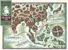 1954 Jacques Branger Pictorial Map of Asia (Messageries Maritimes)