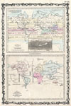 1861 Johnson Climate Map of the World: Meteorology, Rainfall, and Plants