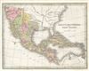 1835 Bradford Map of Mexico, Central America and West Indies