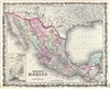 1861 Johnson Map of Mexico and Texas