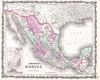 1862 Johnson Map of Mexico and Texas