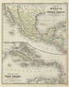 1879 Warren Map of Mexico, Central America and West Indies