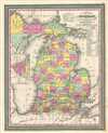 1854 Mitchell Map of Michigan