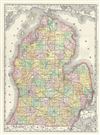 1889 Rand McNally Map of the Southern Michigan