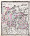 1858 Colton Map of Michigan and Wisconsin