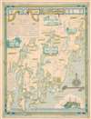 1966 Phillips Pictorial Map of Lincoln County, Mid-Coast Maine