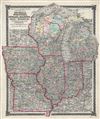 1875 Beers Map of the Midwest (Wisconsin, Iowa, Missouri, Illinois, Indiana, Michigan)