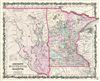 1861 Johnson Map of Minnesota and Dakota