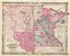1866 Johnson Map of Minnesota and Dakota