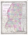 1855 Colton Map of Mississippi