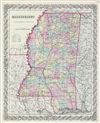 1859 Colton Map of Mississippi