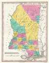 1828 Finley Map of Mississippi