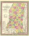1854 Mitchell New Map of Mississippi