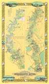 1967 Aiena Pictorial Map of the Plantations on the Mississippi River
