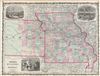 1861 Johnson Map of Missouri and Kansas