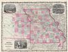 1863 Johnson Map of Missouri and Kansas