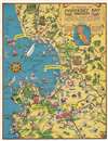 1950 Ruth Taylor Pictorial Map of Monterey Bay, California