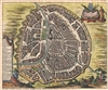 1719 Van der Aa Map and View of Moscow, Russia
