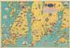 1933 Haley / Hetherington Pictorial Map of Rhode Island and Massachusetts