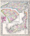 1864 Mitchell Map of North Carolina, South Carolina and Florida
