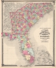 1874 Beers Map of Florida, Georgia, North Carolina, and South Carolina