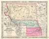 1863 Johnson Map of Kansas, Nebraska and Dakota
