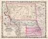 1862 Johnson Map of Kansas, Nebraska and Dakota