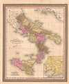 1850 Mitchell Map of Southern Italy: The Kingdom of Naples or the two Sicilies