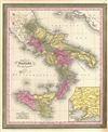 1854 Mitchell Map of Southern Italy: The Kingdom of Naples or the two Sicilies
