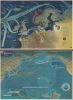 1944 Navy Education Services Double-Sided Pictorial Map of Europe and the North Pacific