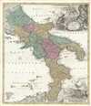 1716 Homann Map of Southern Italy
