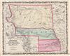 1861 Johnson Map of Nebraska, Dakota, Colorado and Kansas