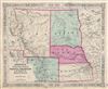 1863 Johnson Map of Nebraska, Dakota, Idaho, Colorado and Kansas