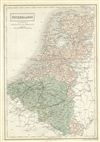 1851 Black Map of Belgium and Holland (Netherlands)
