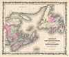 1861 Johnson Map of New Brunswick, Nova Scotia and Newfoundland, Canada