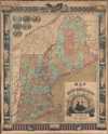 1847 Ensigns and Thayer Decorative Map of New England