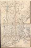 Post Route Map of the States of New Hampshire, Vermont, Massachusetts, Rhode Islands, Connecticut, and Parts of New York and Maine. - Main View Thumbnail