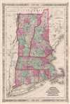 1864 Johnson Map of New England: Maine, Vermont, New Hampshire, Massachusetts