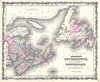 1862 Johnson Map of New Brunswick, Nova Scotia and Newfoundland, Canada