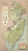 1937 A. Hoen Fish and Game Pictorial Map of New Jersey