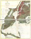1874 U.S. Coast Survey Map of New York City, Bay  and Harbor (2 part)