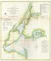 1857 U.S. Coast Survey Nautical Chart of New York City and Harbor