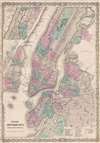 1867 Colton Map of New York City and Brooklyn