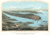 1854 Bornet Bird's-Eye View of Manhattan, New York City