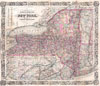 1876 Colton Railroad Pocket Map of New York State
