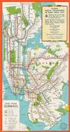 1944 Hagstrom Map of New York City Subway Lines for Military Personnel